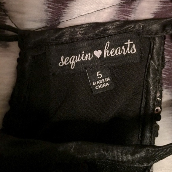 ✅ SEQUIN HEARTS Black sequin dress for homecoming/formal Size 5 Like New - Picture 3 of 6